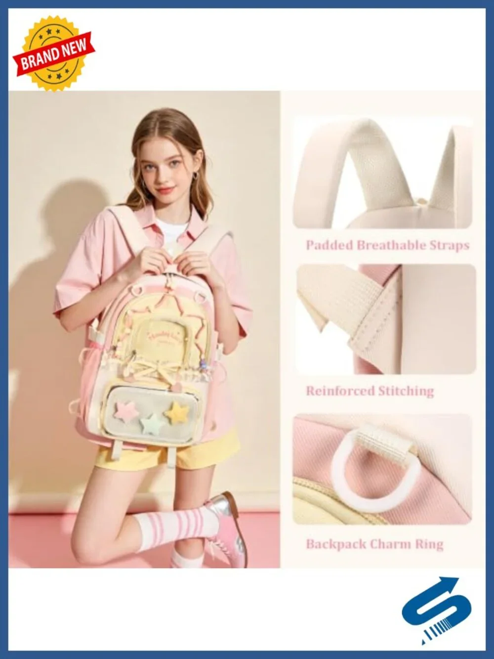 Kawaii Ita Backpack Nylon PVC Y2K Daypack with Clear Pockets